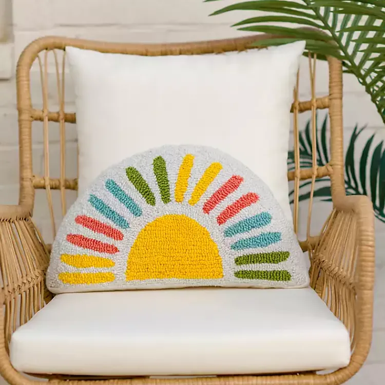 Outdoor Cushions & Pillows-Kirklands Home Colorful Half-Sun Shaped Outdoor Pillow