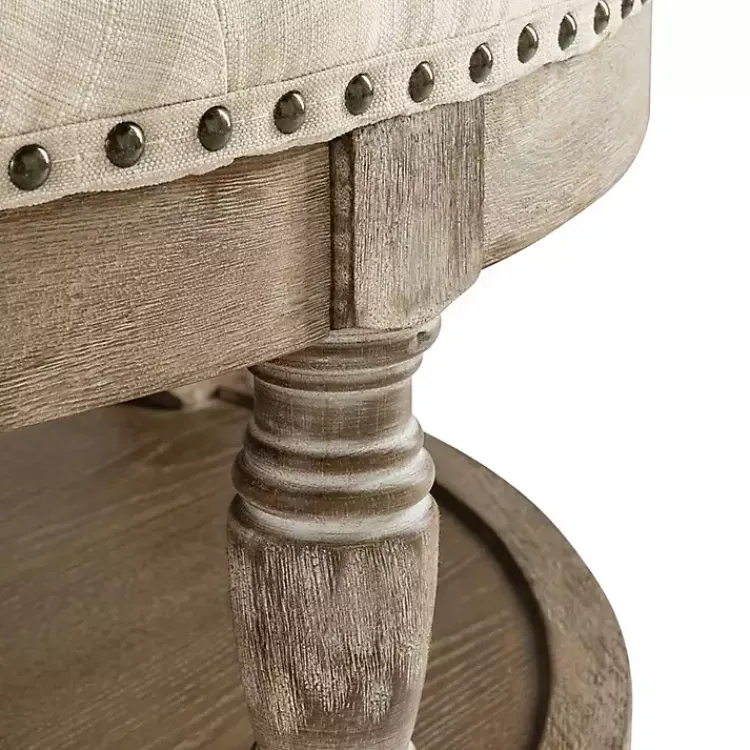 Benches & Ottomans-Kirklands Home Round Cepheus Tufted Ottoman Tan