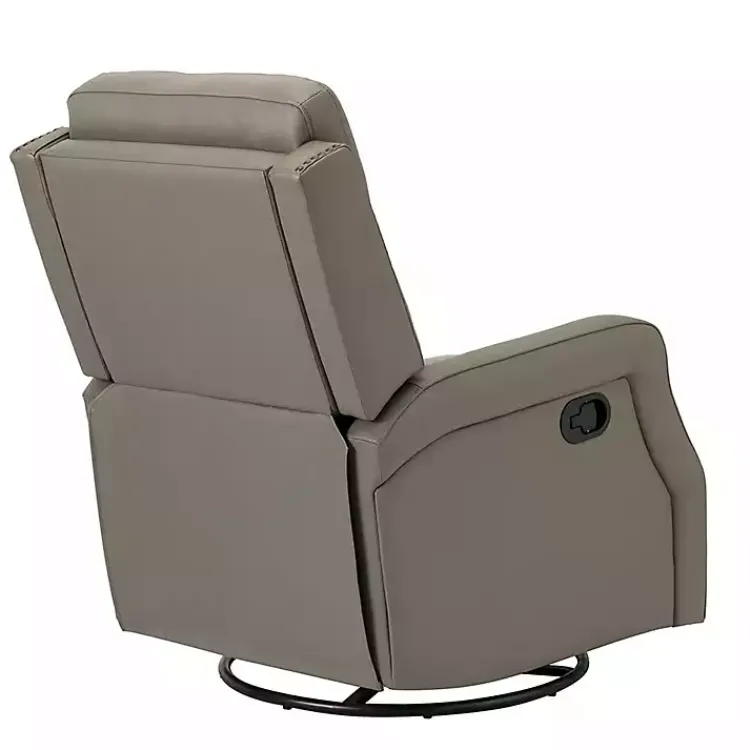 Accent Chairs-Kirklands Home Leather Swivel Rocker Recliner Gray