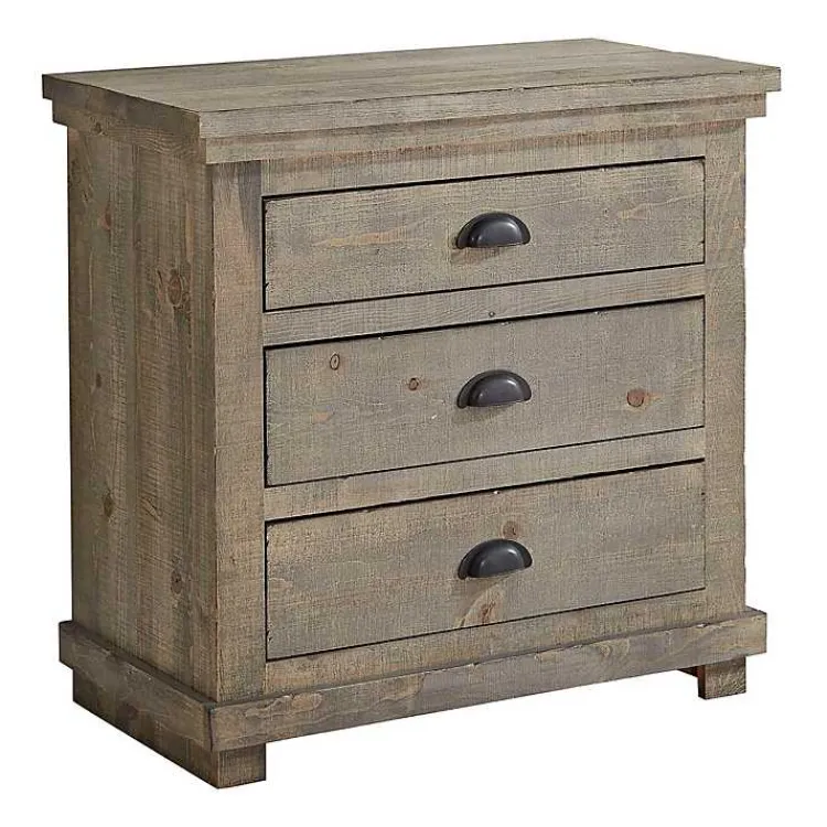 Nightstands-Kirklands Home Rustic 3-Drawer Wood Nightstand Brown
