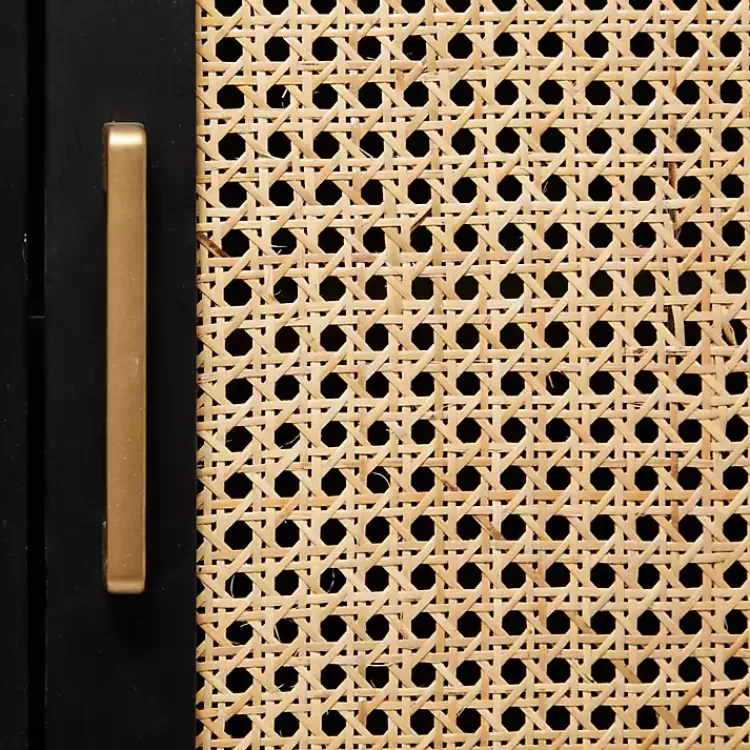 Cabinets & Sideboards-Kirklands Home Black Cane 2-Door Media Cabinet