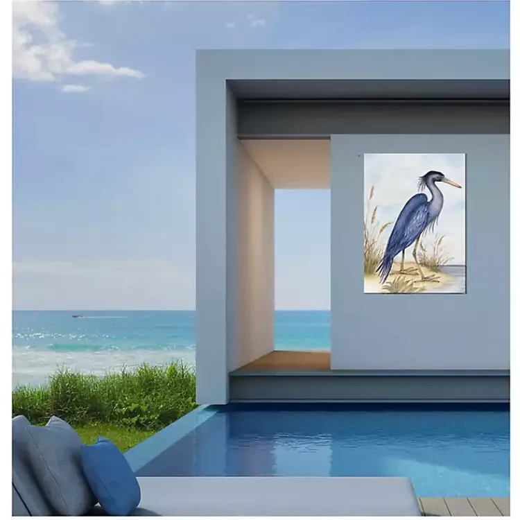 Outdoor Wall Decor-Kirklands Home Great Heron Outdoor Canvas Art Print Blue