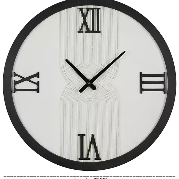 Clocks-Kirklands Home White and Black Modern Wall Clock