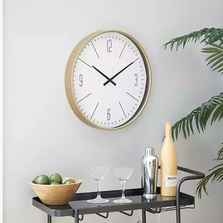 Clocks-Kirklands Home Gold and White Classic Wall Clock