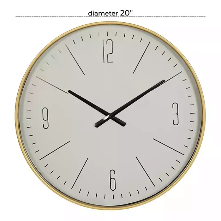 Clocks-Kirklands Home Gold and White Classic Wall Clock