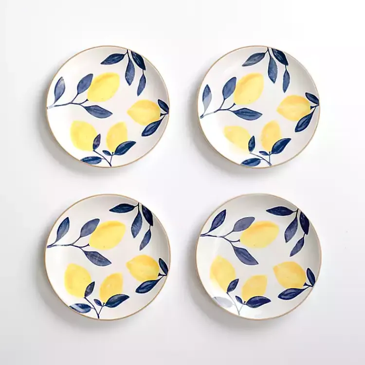 Dinnerware-Kirklands Home Blue and Yellow Lemons Salad Plate