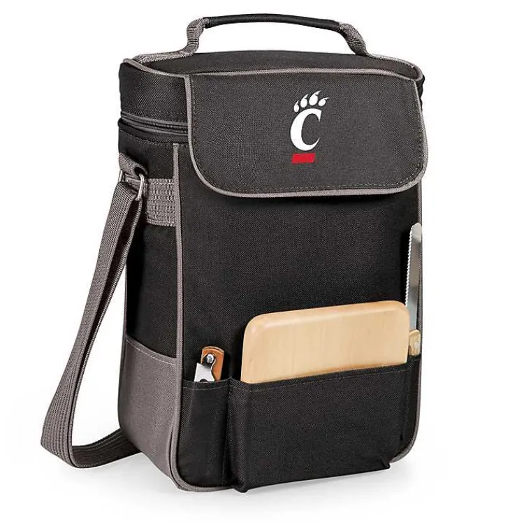 Barware-Kirklands Home Cincinnati Bearcats Wine & Cheese Tote Black