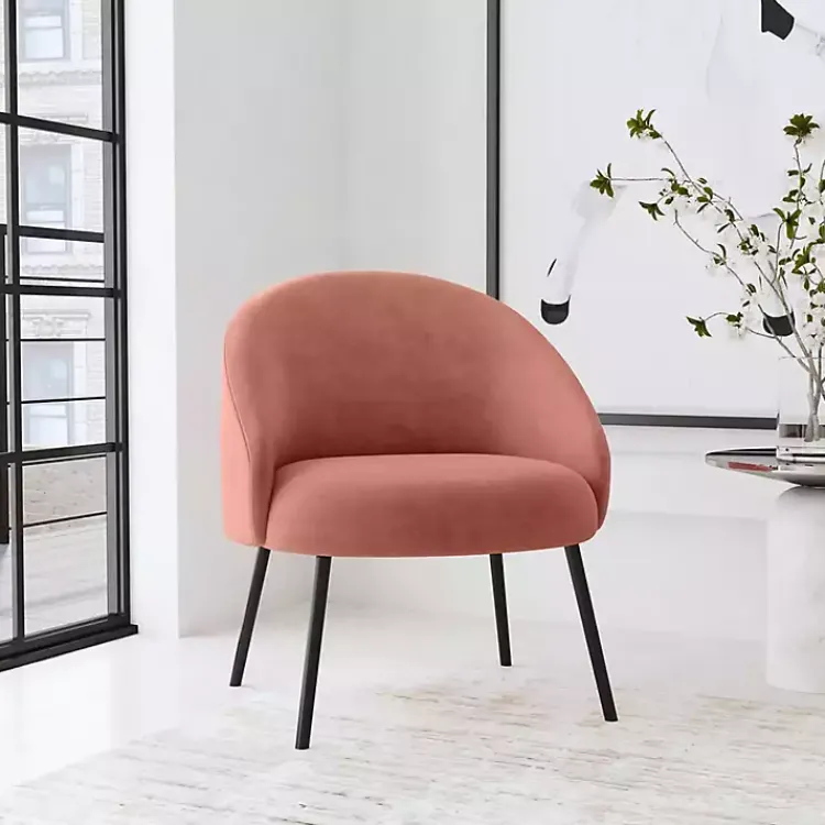 Accent Chairs-Kirklands Home Blush Velvet Modern Accent Chair Pink