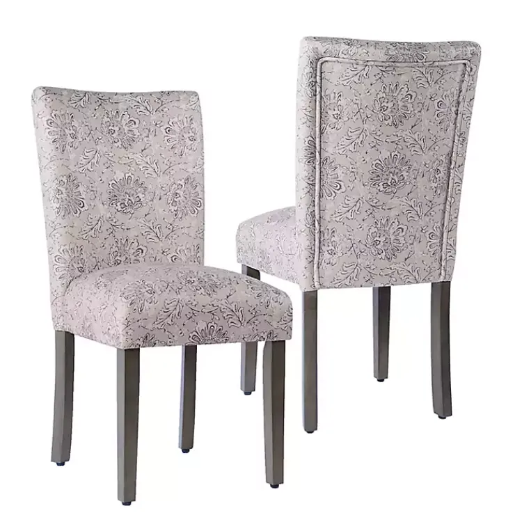 Dining Chairs-Kirklands Home Floral Parsons Dining Chairs, Set of 2 Gray
