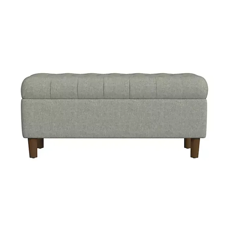 Benches & Ottomans-Kirklands Home Tufted Upholstered Storage Bench Gray