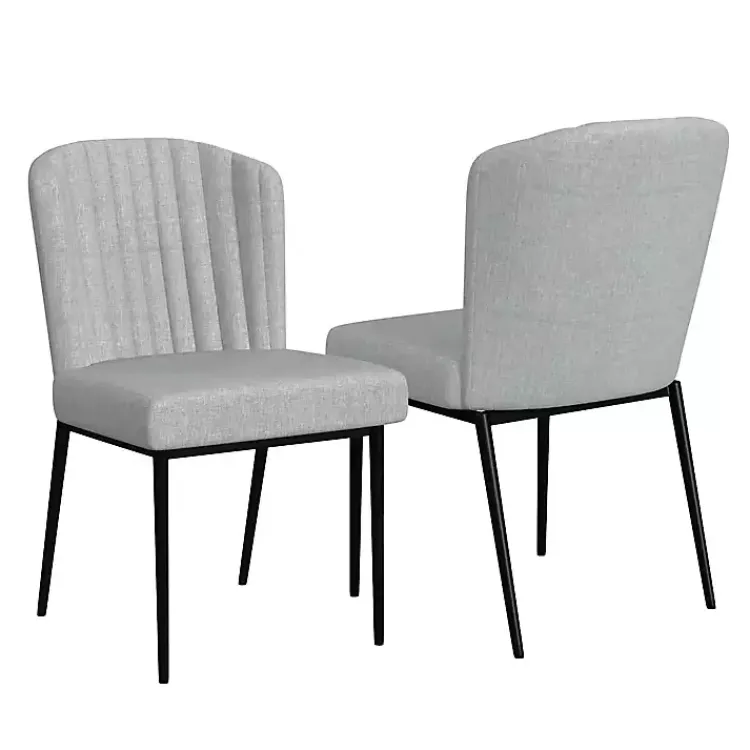 Dining Chairs-Kirklands Home Channel Back Rounded Dining Chairs, Set of 2 Gray