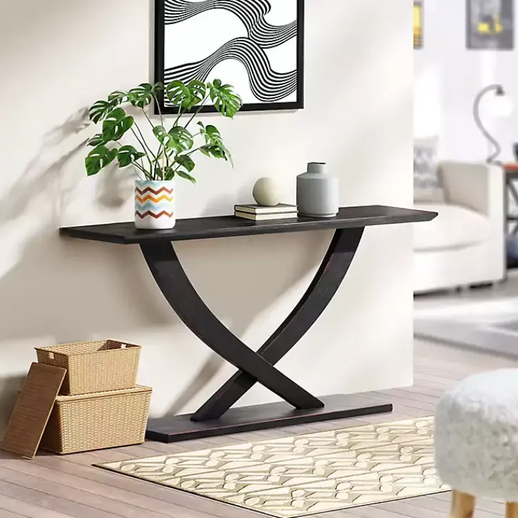 Console Tables-Kirklands Home Charcoal Ramus Console Table Black