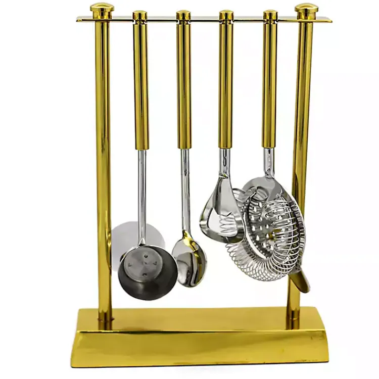 Barware-Kirklands Home 4-pc. Bar Tool Set with Stand Gold