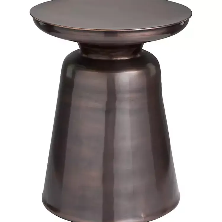 Accent & End Tables-Kirklands Home Copper Metal Accent Table with Bell Shaped Base Brown