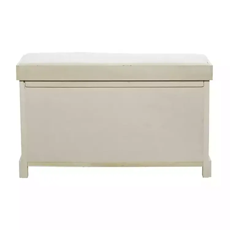 Entryway Furniture-Kirklands Home Cream Wood Bench with Storage Baskets White