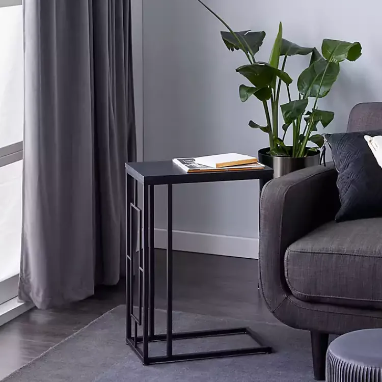 Accent & End Tables-Kirklands Home Dark Metal C-Shaped Accent Table Brown