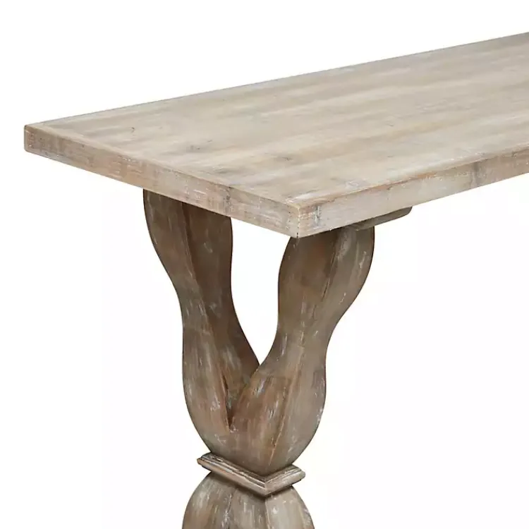 Console Tables-Kirklands Home Whitewashed Wood Trestle Base Console Table
