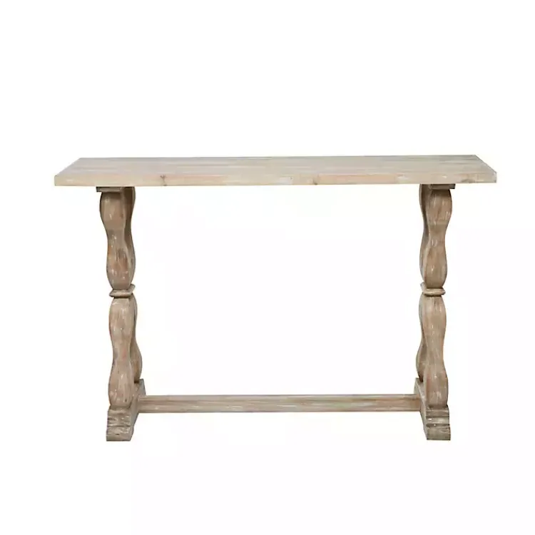 Console Tables-Kirklands Home Whitewashed Wood Trestle Base Console Table