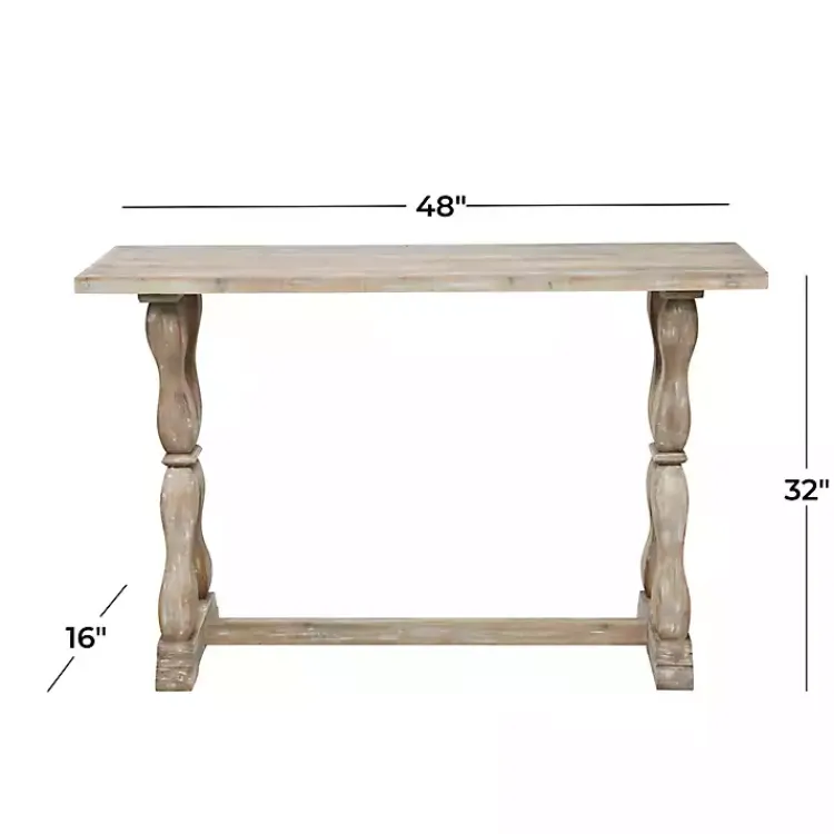 Console Tables-Kirklands Home Whitewashed Wood Trestle Base Console Table
