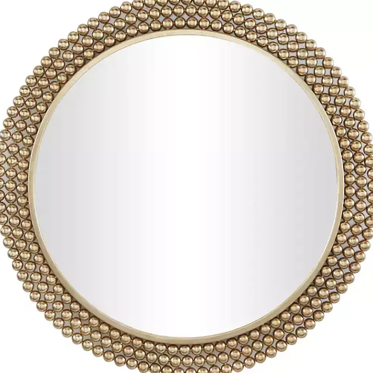 Decorative Mirrors-Kirklands Home Metal Tiered Bead Frame Wall Mirror Bronze
