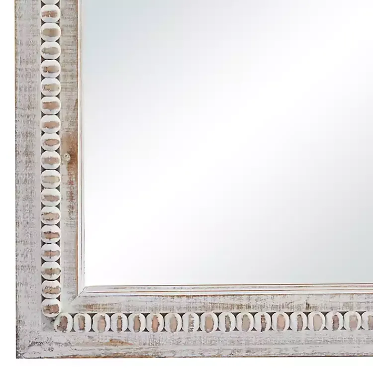 Decorative Mirrors-Kirklands Home Distressed White Wood Carved Frame Wall Mirror