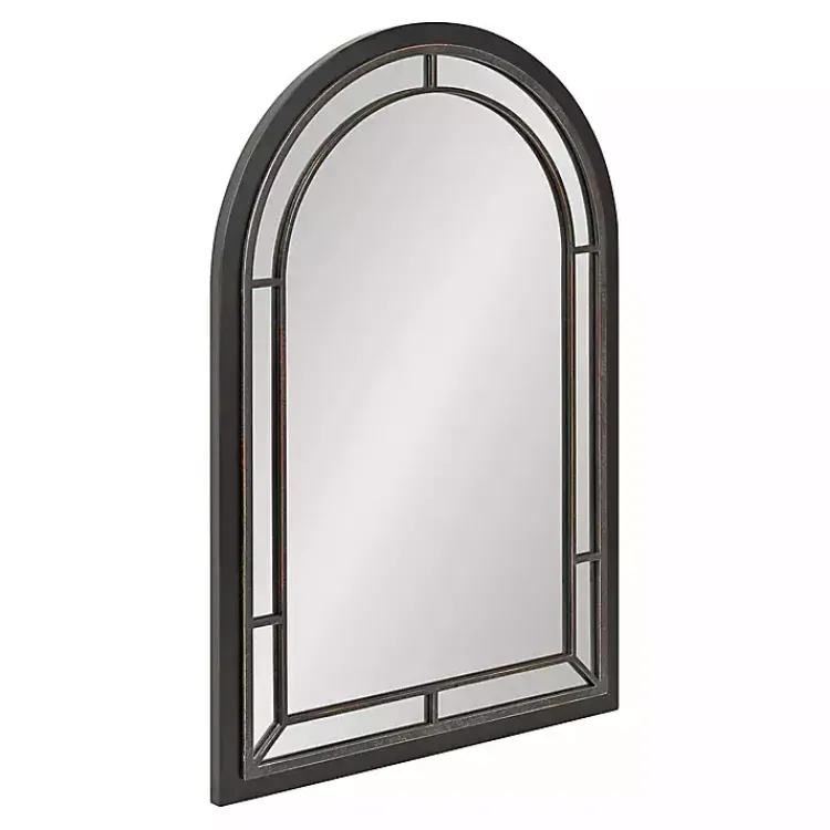 Decorative Mirrors-Kirklands Home Audubon Wood Arch Wall Mirror, 24x36 in. Black
