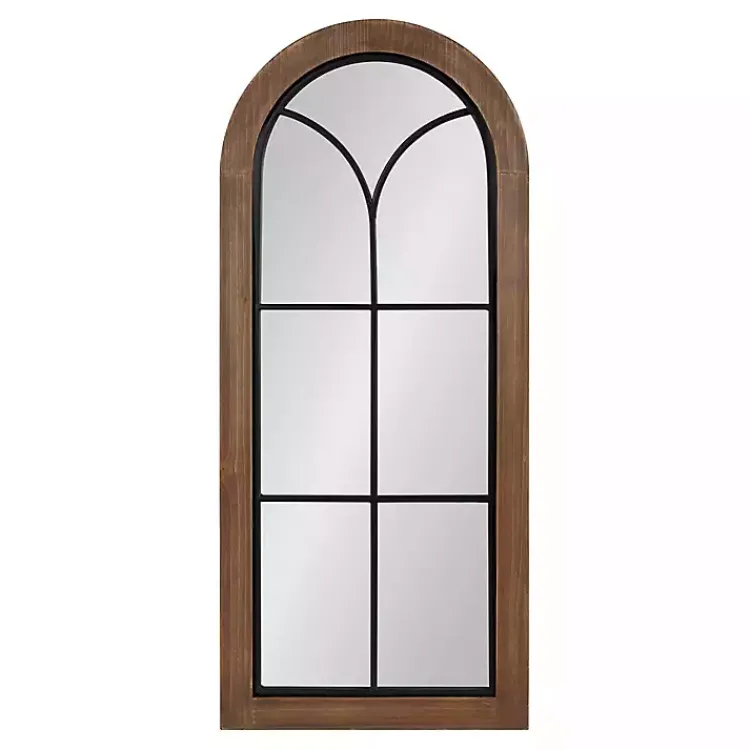 Decorative Mirrors-Kirklands Home Windowpane Arch Geoffrey Mirror Brown