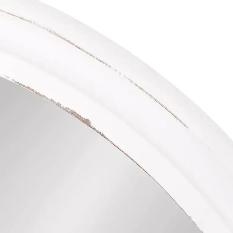 Decorative Mirrors-Kirklands Home Wood Round Mansel Mirror White