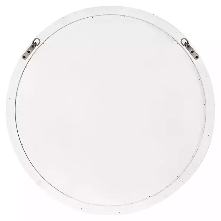 Decorative Mirrors-Kirklands Home Wood Round Mansel Mirror White