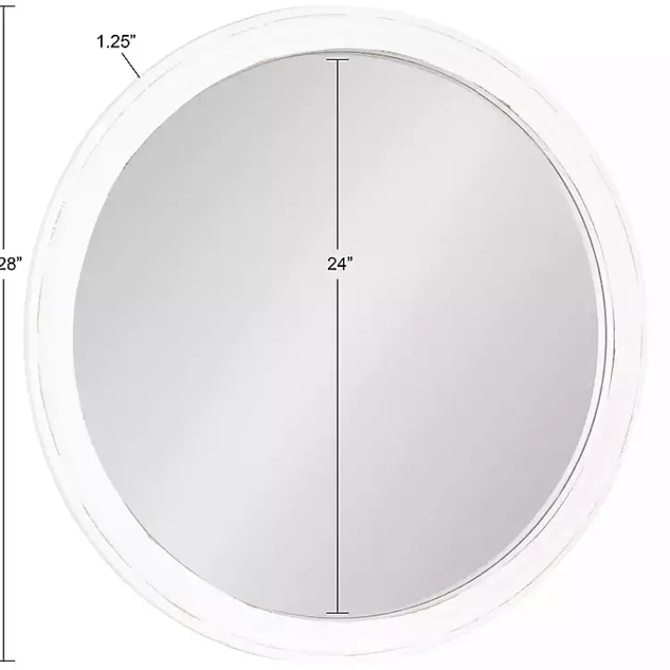 Decorative Mirrors-Kirklands Home Wood Round Mansel Mirror White