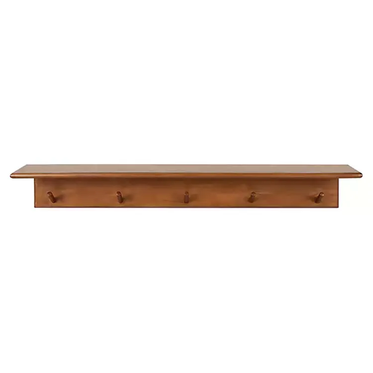 Shelves-Kirklands Home Walnut Wood Alia Shelf with Hooks