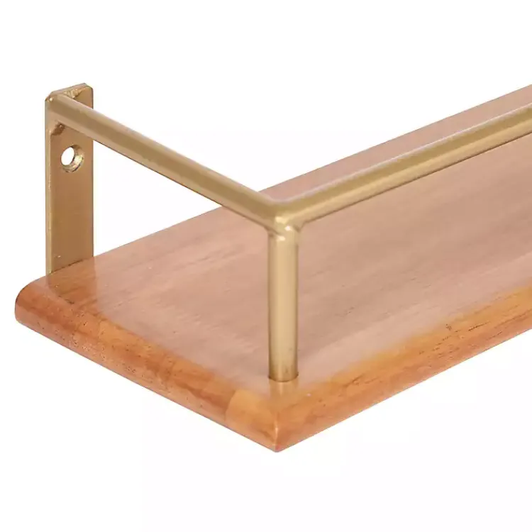 Shelves-Kirklands Home Natural & Gold Rectangle Cameron Shelves, Set of 2