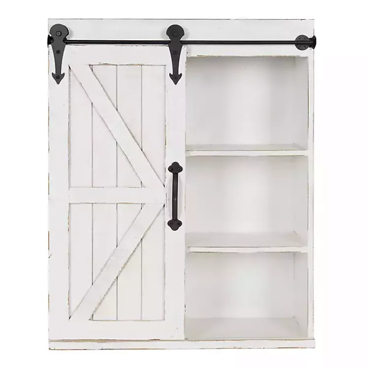 Wall Storage-Kirklands Home Wood Barn Door 5-Shelf Wall Cabinet White