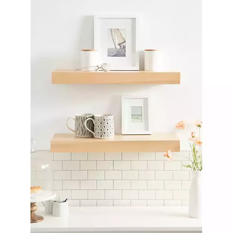 Shelves-Kirklands Home Natural Wood 2-pc. Floating Shelves, 24 in.