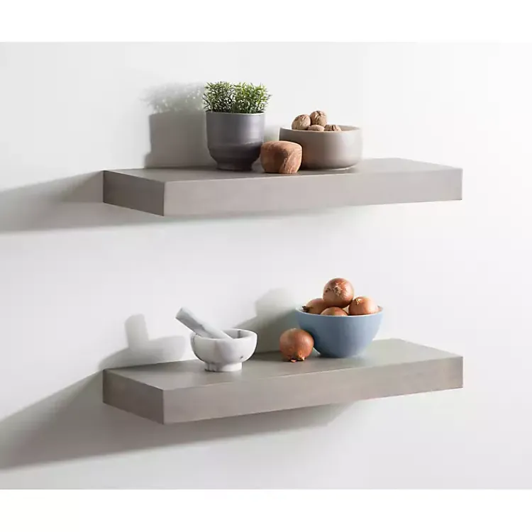 Shelves-Kirklands Home Dark Brown Wood Floating Shelves, Set of 2