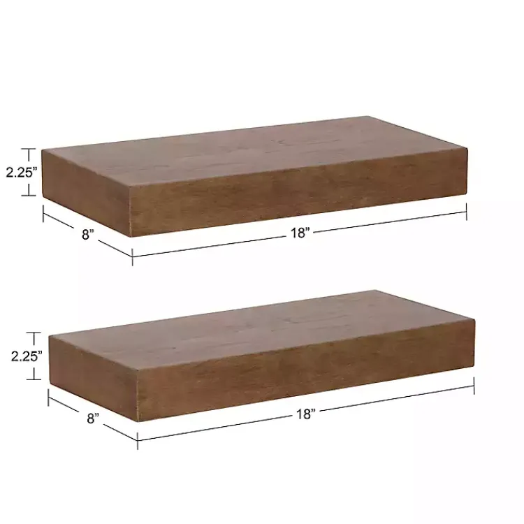 Shelves-Kirklands Home Rustic Wood 2-pc. Floating Shelves, 18 in.