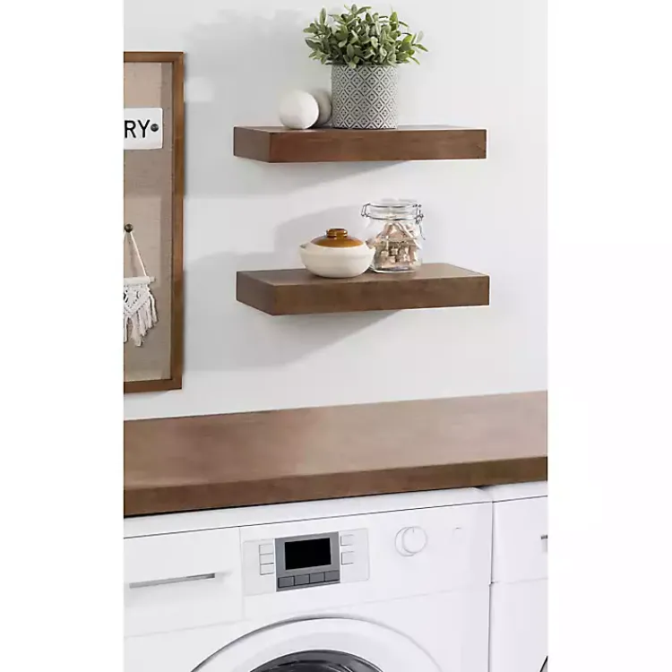 Shelves-Kirklands Home Rustic Wood 2-pc. Floating Shelves, 18 in.