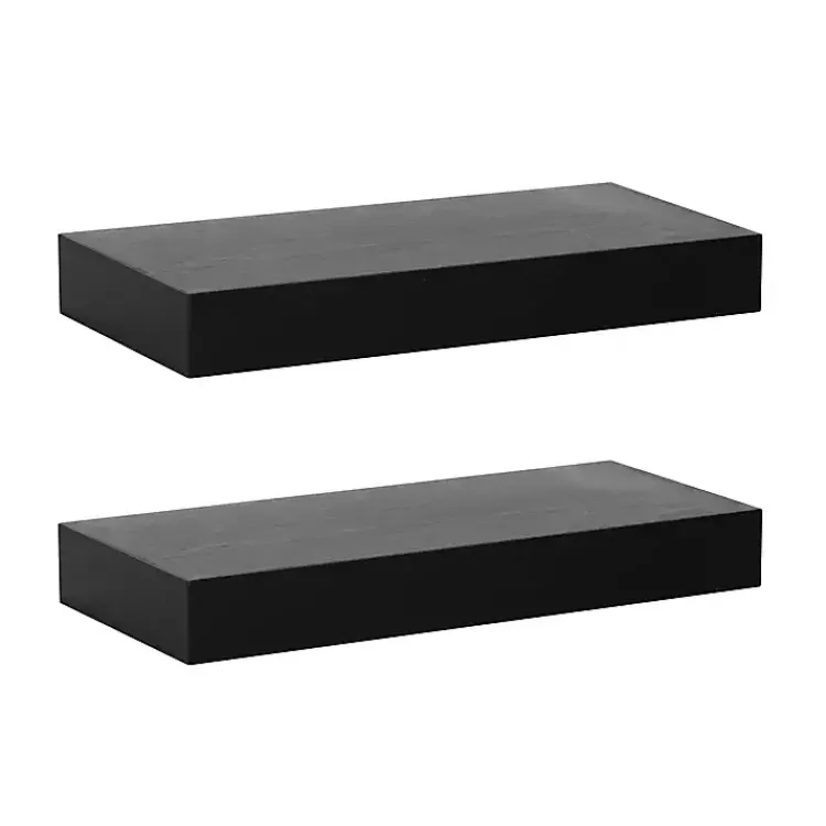 Shelves-Kirklands Home Black Wood 2-pc. Floating Shelves, 18 in.