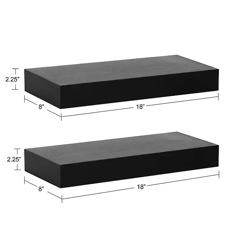 Shelves-Kirklands Home Black Wood 2-pc. Floating Shelves, 18 in.