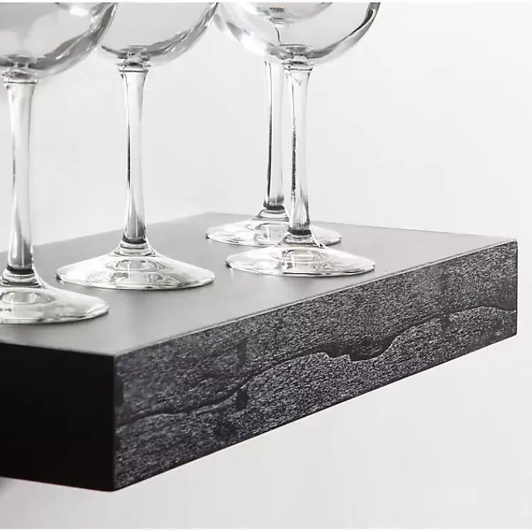 Shelves-Kirklands Home Black Wood 2-pc. Floating Shelves, 18 in.