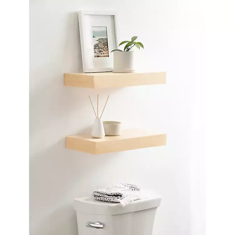 Shelves-Kirklands Home Natural Wood 2-pc. Floating Shelves, 18 in.
