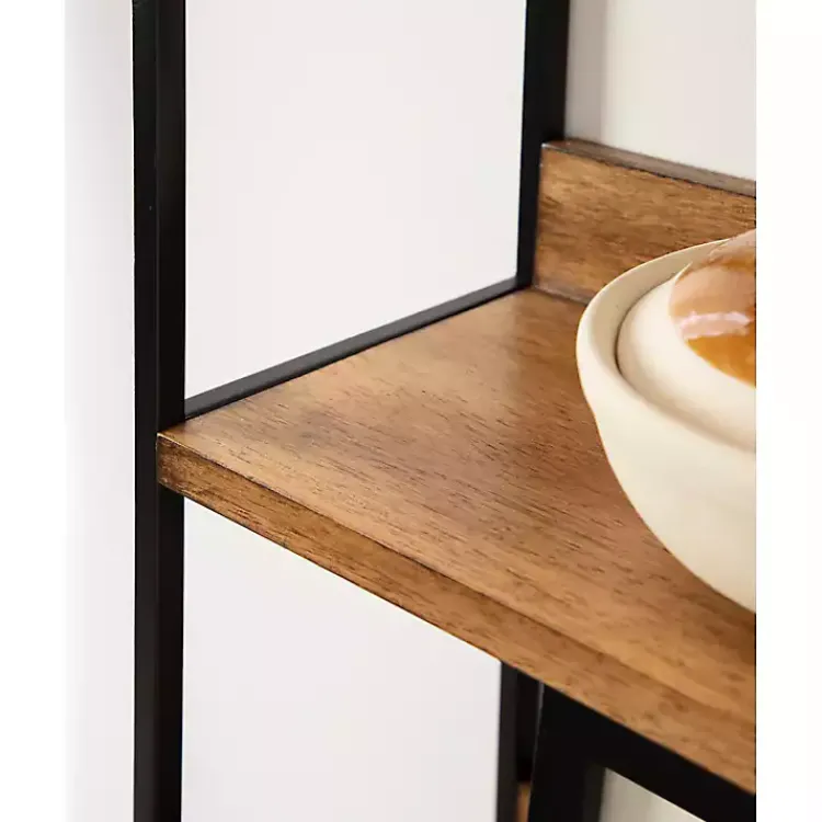 Shelves-Kirklands Home Black Metal & Rustic Wood Tiered Wall Shelf