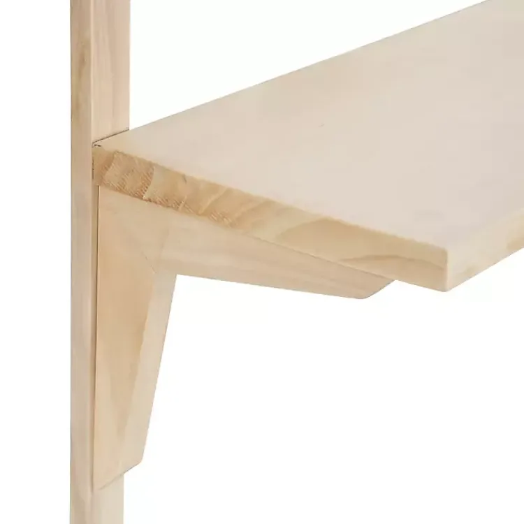 Shelves-Kirklands Home Natural Wood Traditional Two-Tiered Wall Shelf Tan