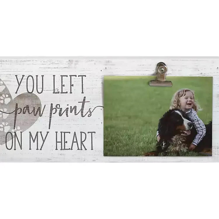 Wall Quotes & Signs-Kirklands Home Paw Prints on My Heart Clip Picture Frame Gray