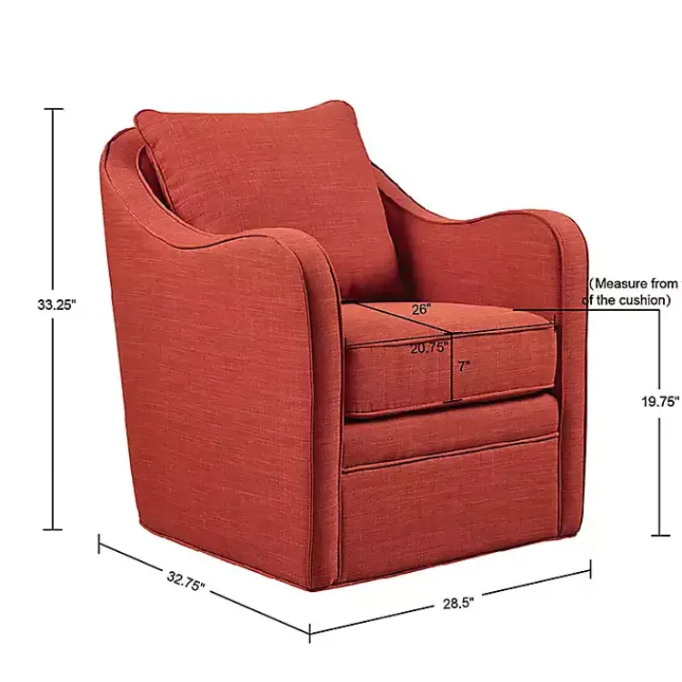 Accent Chairs-Kirklands Home Swivel Upholstered Wide Seat Accent Chair Orange