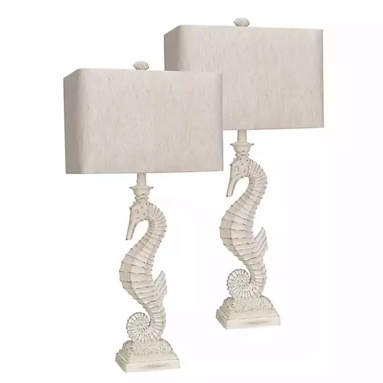 Table Lamps-Kirklands Home Seahorse Table Lamps, Set of 2 White