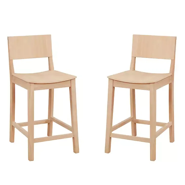 Bar Stools & Counter Height Stools-Kirklands Home Natural Wood Devin Counter Stools, Set of 2 Tan
