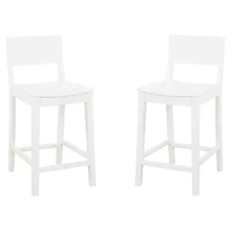 Bar Stools & Counter Height Stools-Kirklands Home Wood Devin Counter Stools, Set of 2 White