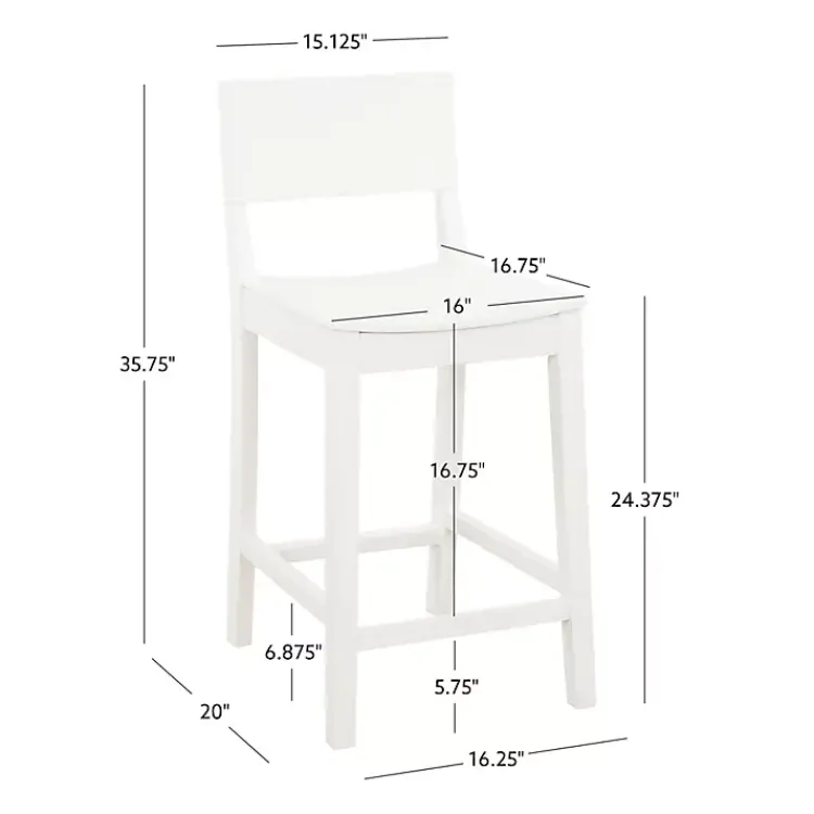 Bar Stools & Counter Height Stools-Kirklands Home Wood Devin Counter Stools, Set of 2 White