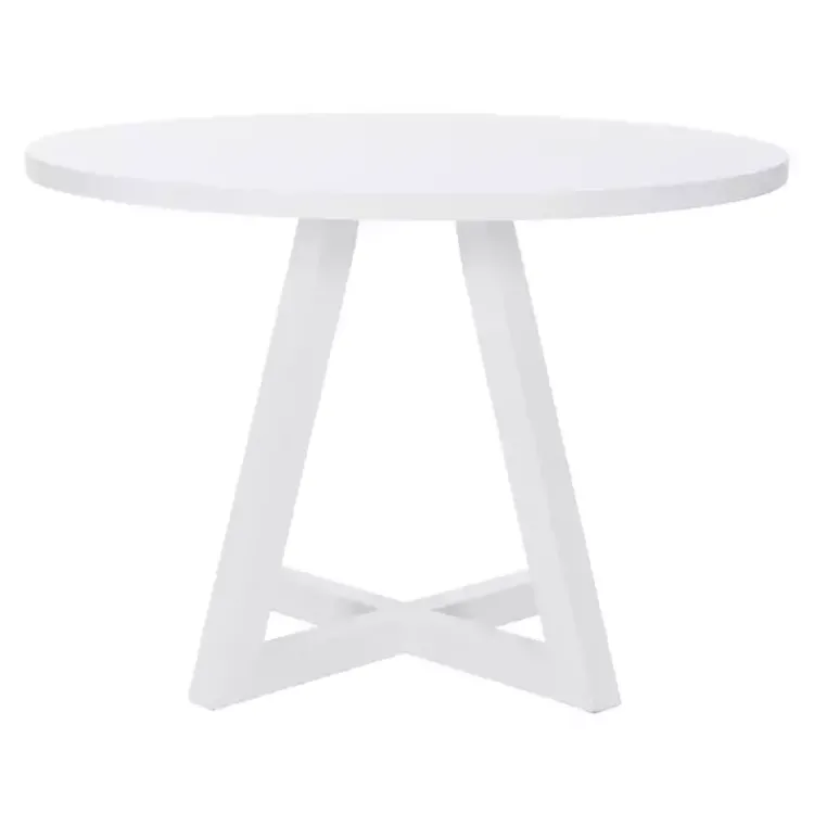 Dining Tables-Kirklands Home Round Criss-Cross Base Dining Table White